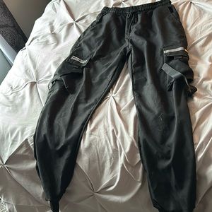 Polyester, small, Temu mens swishy/cargo pants in blk